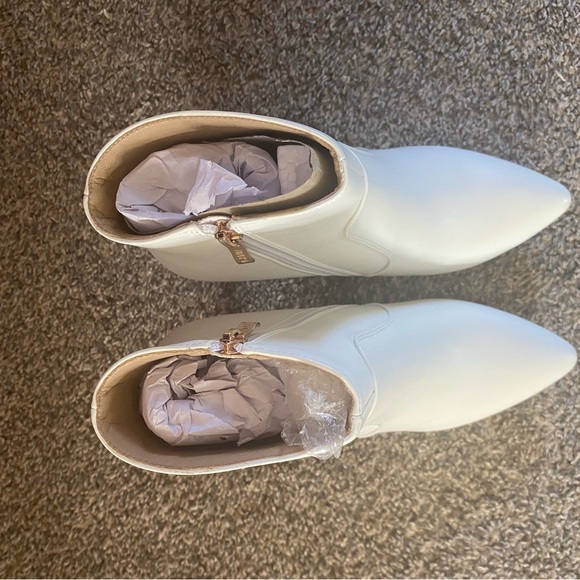 Women’s white ankle boots stiletto booties size 7 - Picture 2 of 2